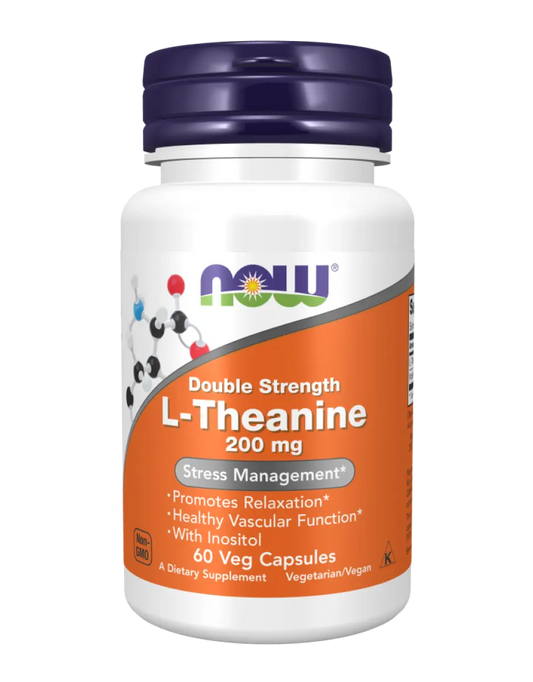 NOW Foods -  L-Theanine, 200mg - 60 vegan capsules Now Foods