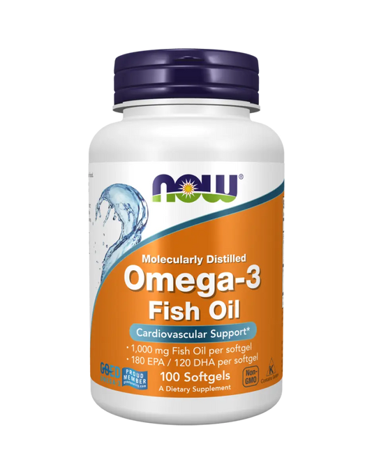 NOW Foods - Omega-3 Fish Oil, Molecularly Distilled - 100 softgels Now Foods